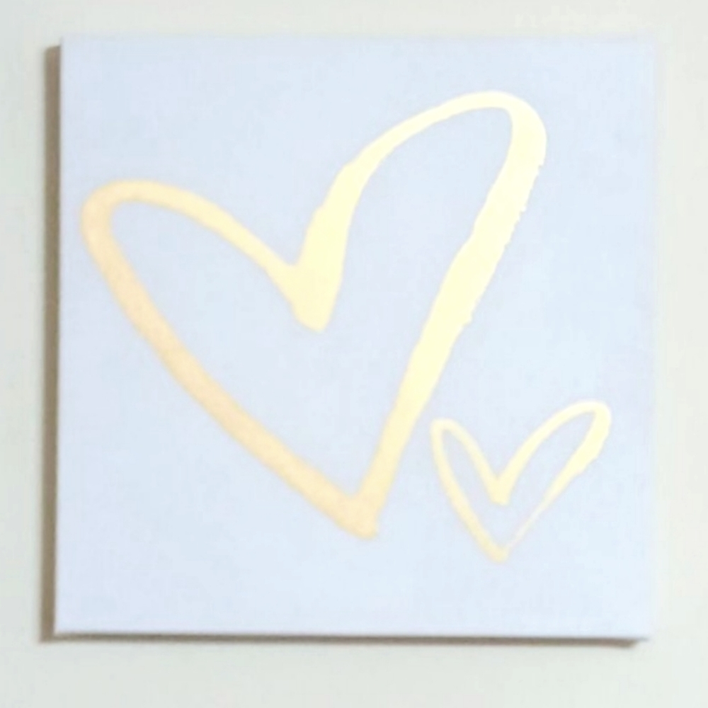 Pair of Gold Hearts on Canvas